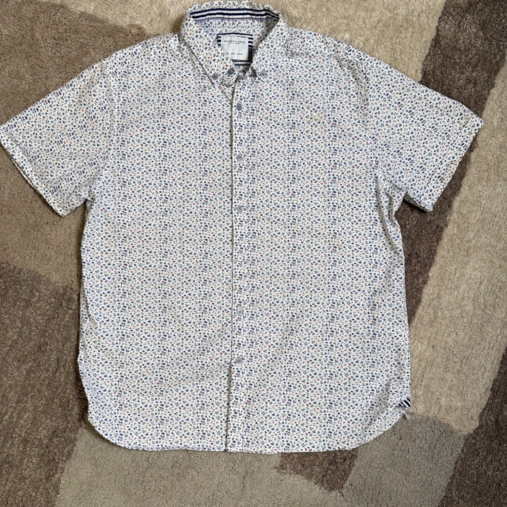Denim & Flower Ricky Singh Mens Large Floral Ditsy Button Down Shirt SS